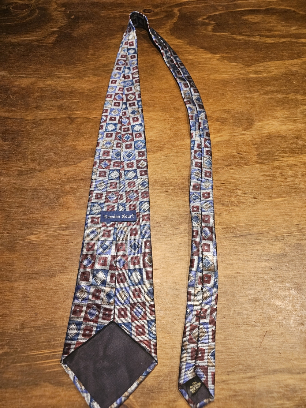 C3, Men's Geometric Pattern Tie in Blue and Brown